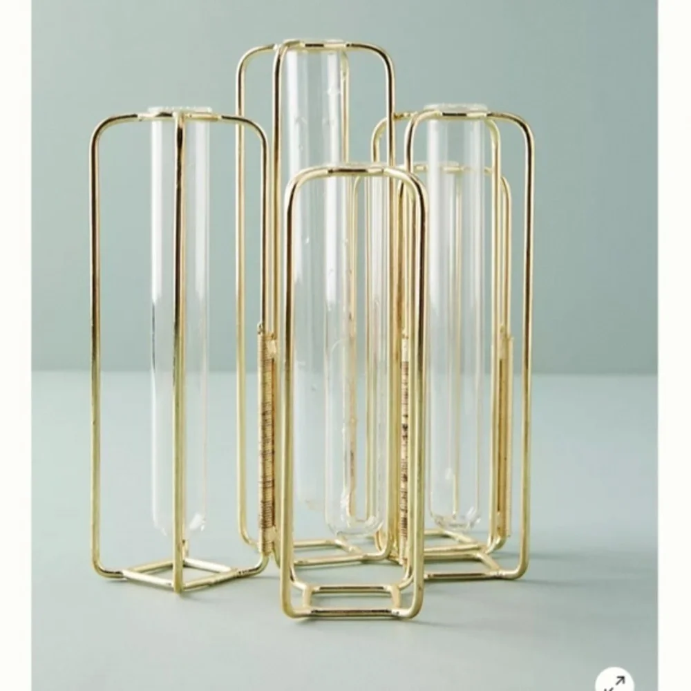 Anthropologie Staggered Gold Vase
